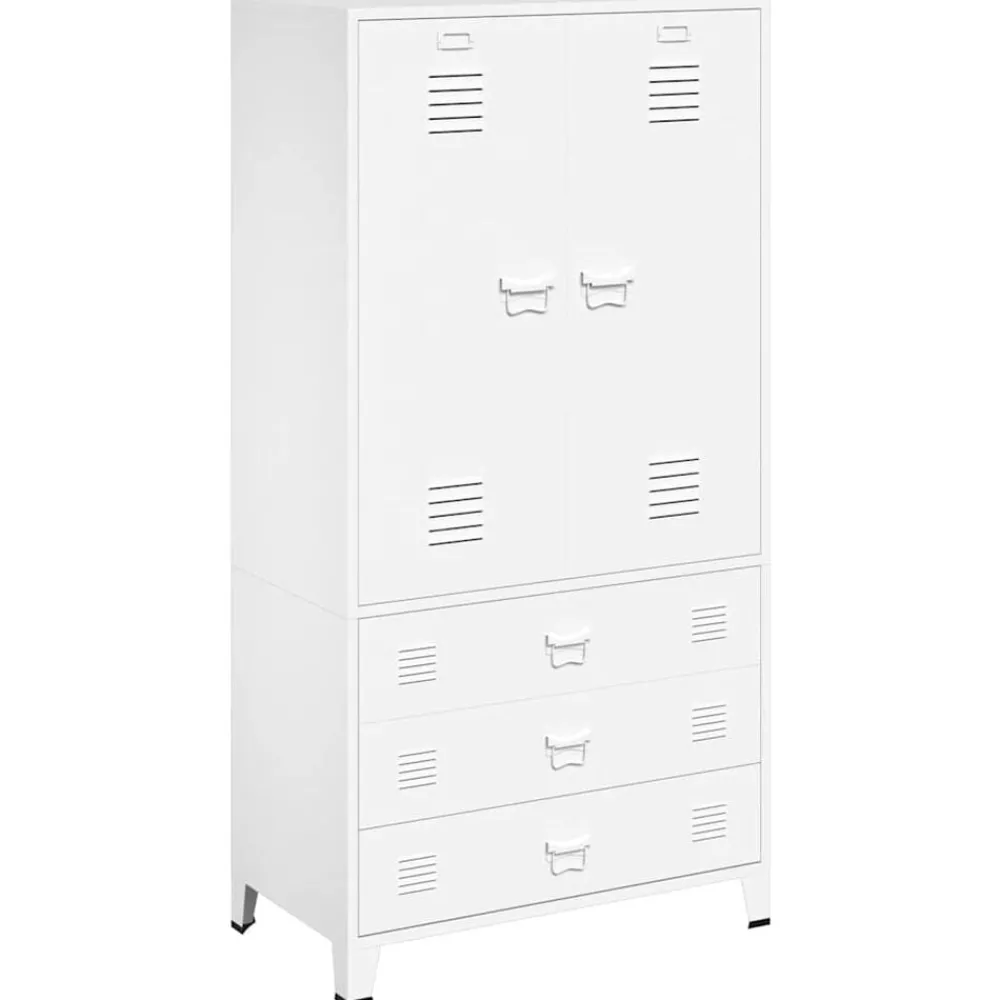 Armoires & Meubles De Rangement-vidaXL Garde-robe 90x50x180 cm Métal Blanc