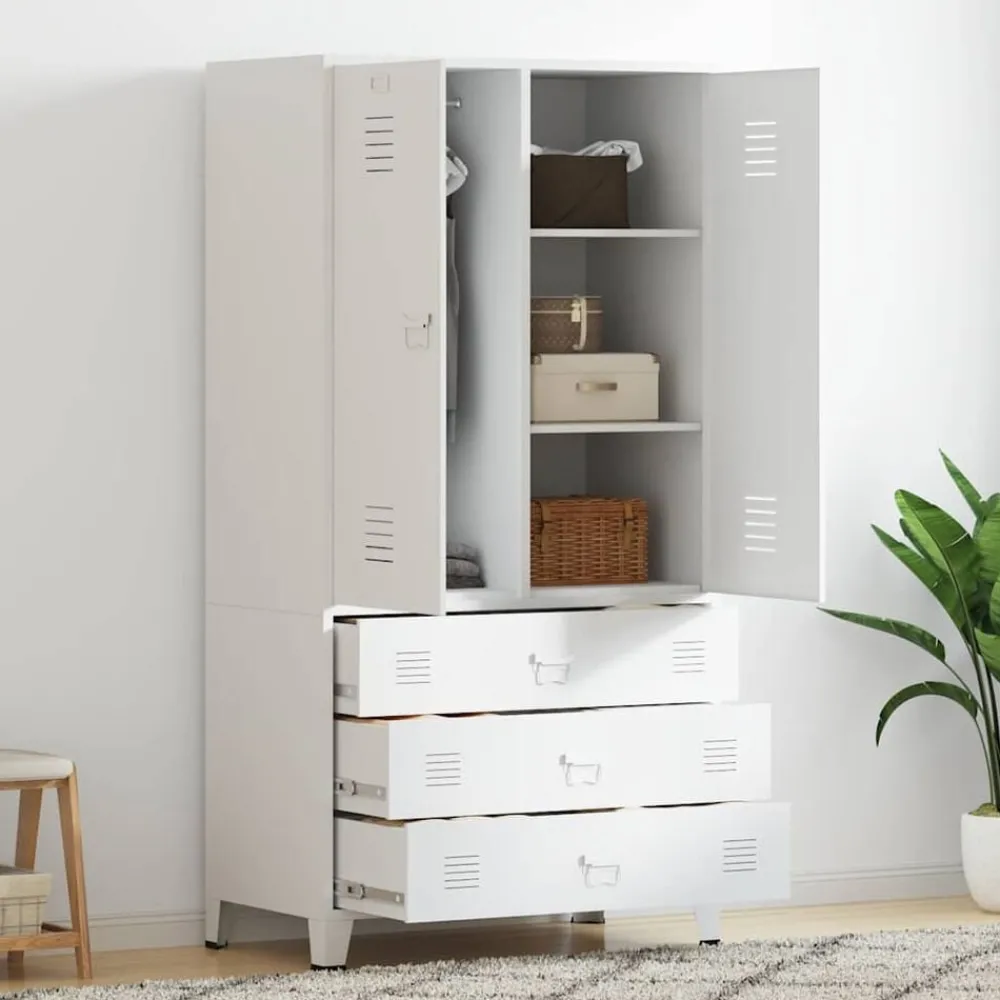 Armoires & Meubles De Rangement-vidaXL Garde-robe 90x50x180 cm Métal Blanc