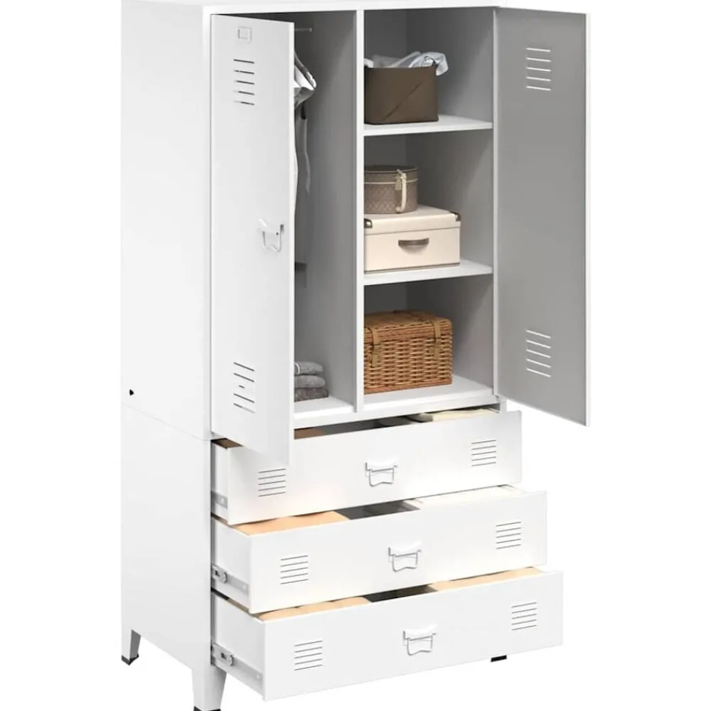 Armoires & Meubles De Rangement-vidaXL Garde-robe 90x50x180 cm Métal Blanc