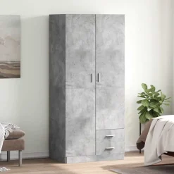 Armoires & Meubles De Rangement-vidaXL Garde-robe 80x52x180 cm Aggloméré Gris béton