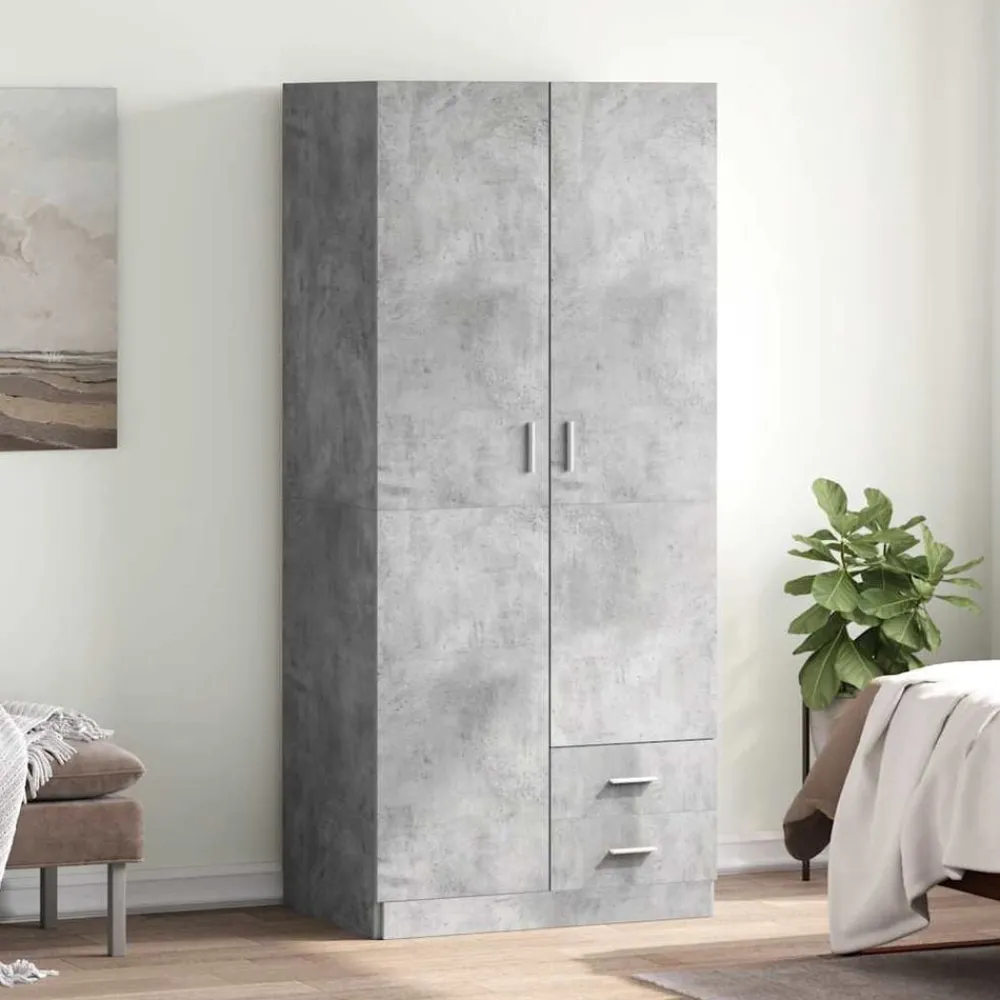 Armoires & Meubles De Rangement-vidaXL Garde-robe 80x52x180 cm Aggloméré Gris béton