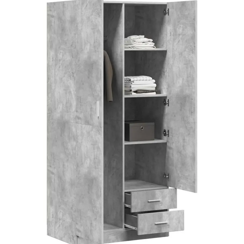 Armoires & Meubles De Rangement-vidaXL Garde-robe 80x52x180 cm Aggloméré Gris béton