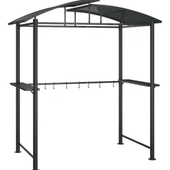 vidaXL Gazebo BBQ et étagères latérales anthracite 210x114x230cm acier