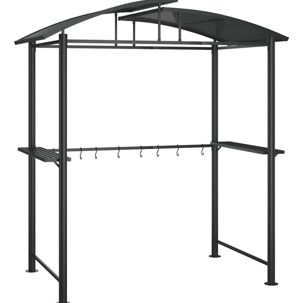 vidaXL Gazebo BBQ et étagères latérales anthracite 210x114x230cm acier