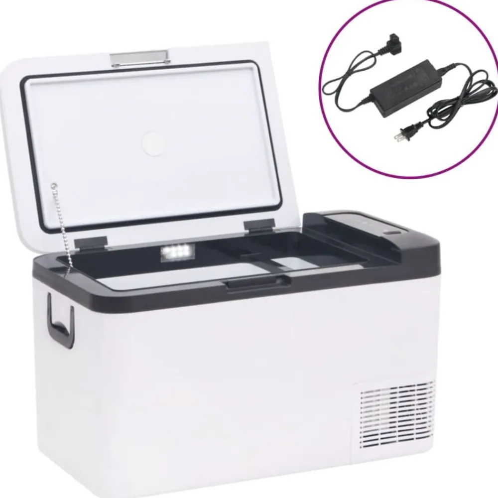 vidaXL Glacière avec poignée et adaptateur noir et blanc 25 L PP et PE