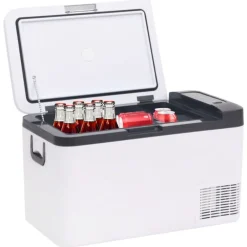 vidaXL Glacière avec poignée et adaptateur noir et blanc 25 L PP et PE