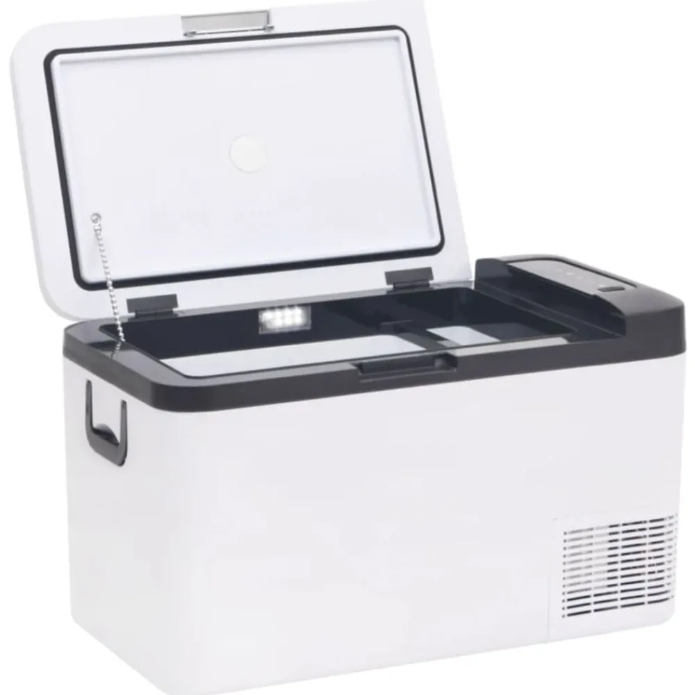 vidaXL Glacière avec poignée et adaptateur noir et blanc 25 L PP et PE