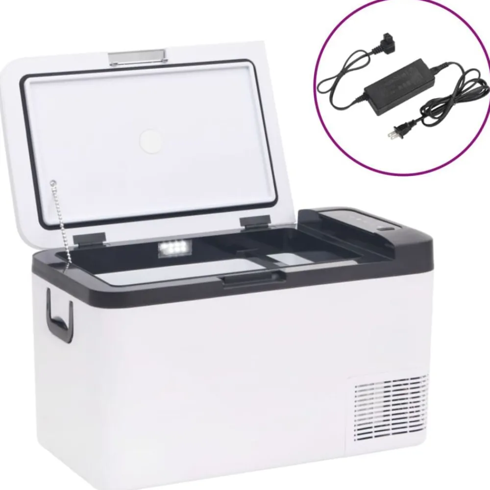 vidaXL Glacière avec poignée et adaptateur noir et blanc 18 L PP et PE