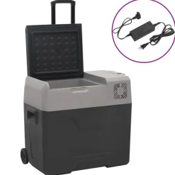 Arts De La Table & Arts Culinaires-vidaXL Glacière avec roue et adaptateur noir et gris 30L polypropylène