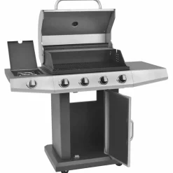 vidaXL Gril barbecue à gaz avec roue Argenté Acier avec Tuyau en Métal