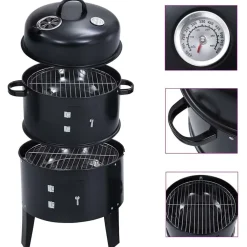 vidaXL Gril barbecue au charbon 3 en 1 40x80 cm