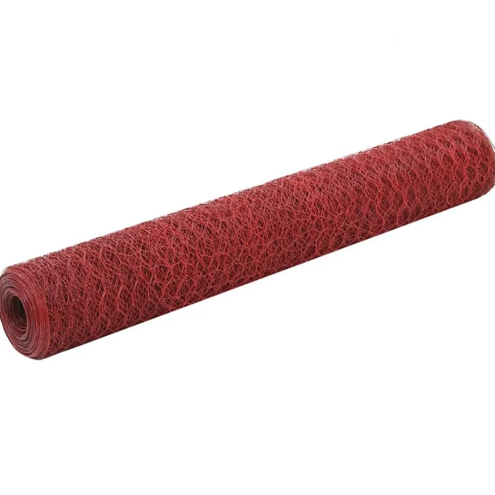 Clôtures & Barrières-vidaXL Grillage Acier avec revêtement en PVC 25x1 m Rouge