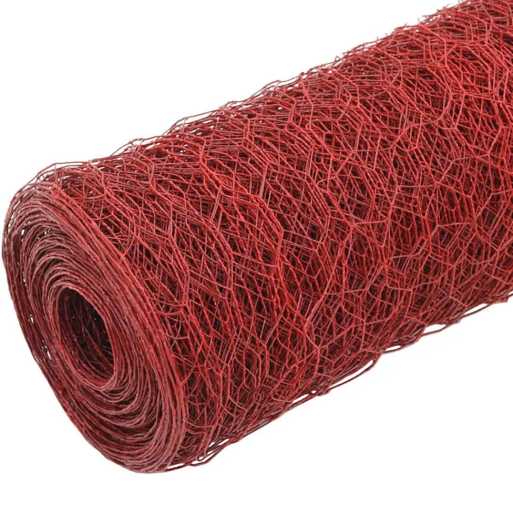 Clôtures & Barrières-vidaXL Grillage Acier avec revêtement en PVC 25x1 m Rouge