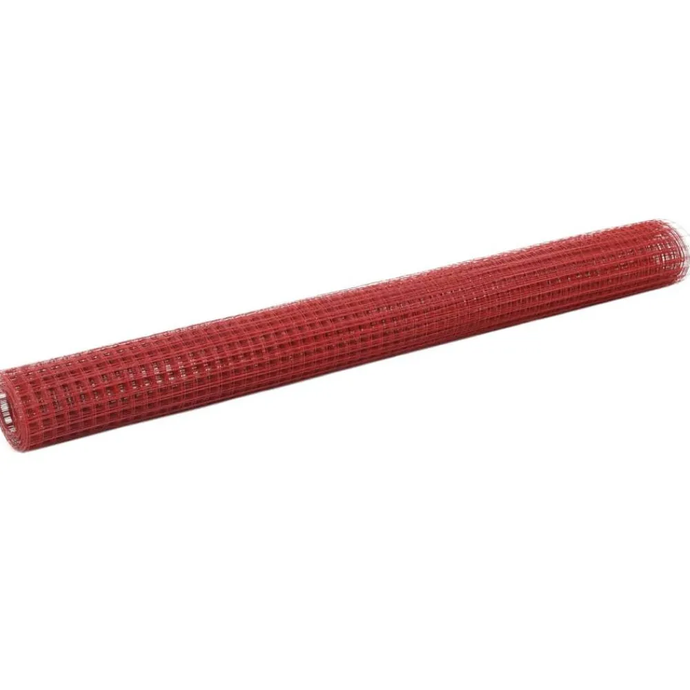 Clôtures & Barrières-vidaXL Grillage Acier avec revêtement en PVC 10x1,5 m Rouge