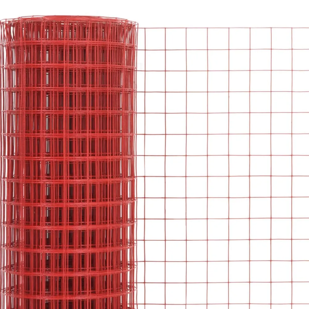 Clôtures & Barrières-vidaXL Grillage Acier avec revêtement en PVC 10x1,5 m Rouge