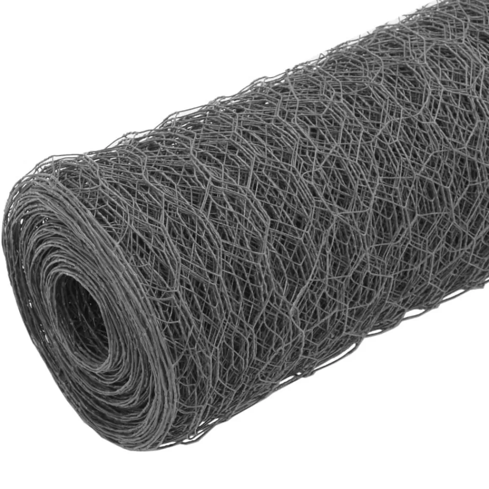 Clôtures & Barrières-vidaXL Grillage Acier avec revêtement en PVC 25x0,5 m Gris