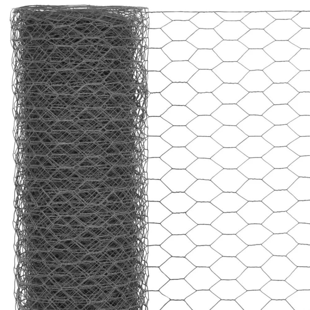 Clôtures & Barrières-vidaXL Grillage Acier avec revêtement en PVC 25x0,5 m Gris