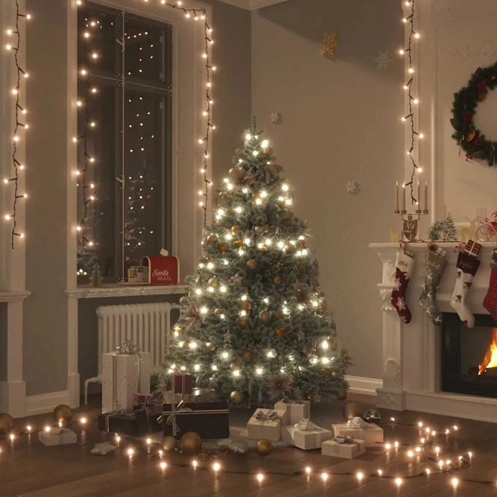 Décorations-vidaXL Guirlande lumineuse 400 LED 40 m 8 effets lumineux Blanc chaud