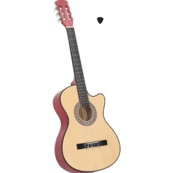 Arts & Loisirs-vidaXL Guitare acoustique pan coupé western avec 6 cordes 38" tilleul Marron clair