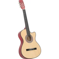 Arts & Loisirs-vidaXL Guitare acoustique pan coupé western avec 6 cordes 38" tilleul Marron clair