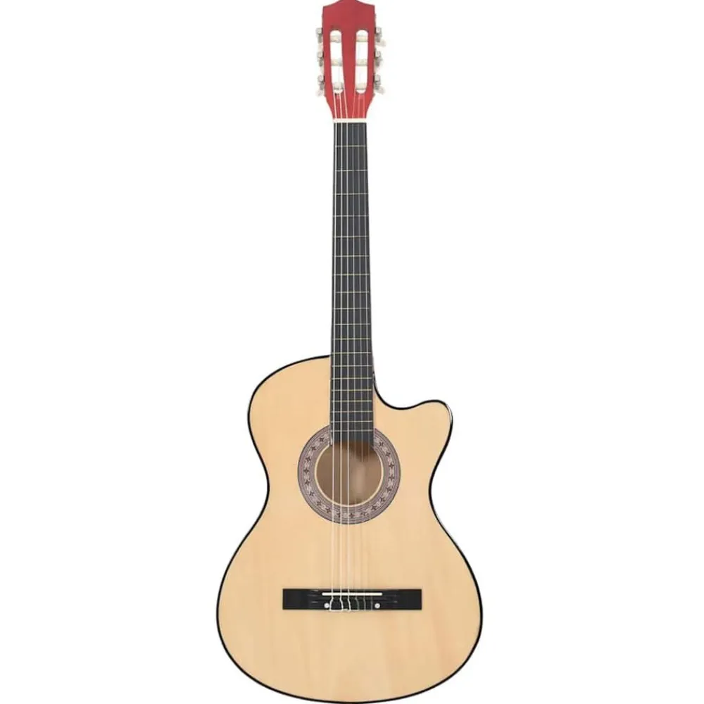 Arts & Loisirs-vidaXL Guitare acoustique pan coupé western avec 6 cordes 38" tilleul Marron clair