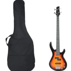 Arts & Loisirs-vidaXL Guitare basse électrique de débutants sac brun et noir 4/4 46" Marron et noir