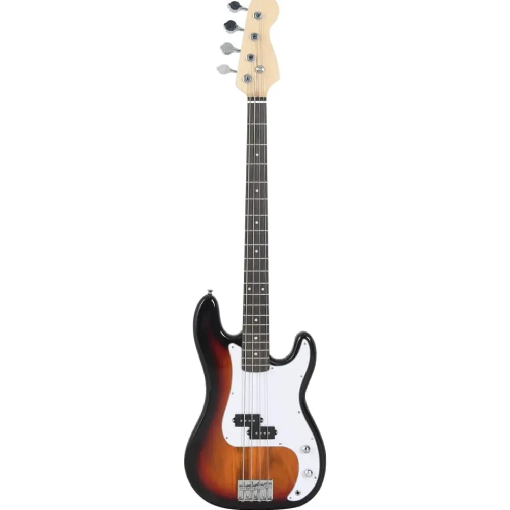 Arts & Loisirs-vidaXL Guitare basse électrique de débutants sac brun et blanc 4/4 46" Marron et blanc