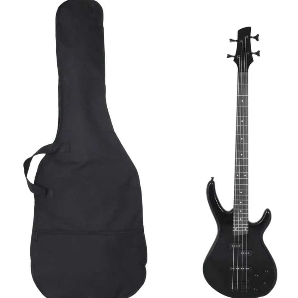 Arts & Loisirs-vidaXL Guitare basse électrique pour débutants avec sac 4/4 46" Noir