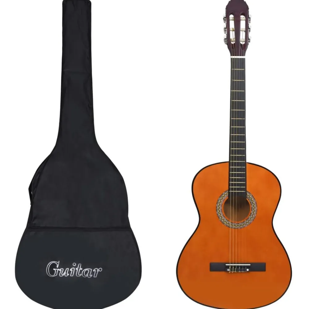 Arts & Loisirs-vidaXL Guitare classique avec sac pour débutants 4/4 39" Marron foncé