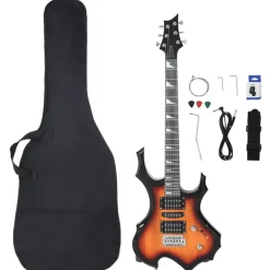 Arts & Loisirs-vidaXL Guitare électrique pour débutants et sac 4/4 39" Marron et noir