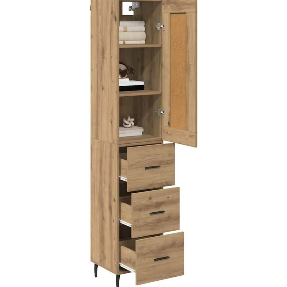 Armoires & Meubles De Rangement-vidaXL Haut Armoire avec tiroir Chêne artisanal 34,5 x 34 x 180 cm chêne artisanal
