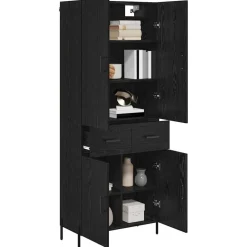 Armoires & Meubles De Rangement-vidaXL Haut Armoire Chêne noir 69,5 x 34 x 180 cm Bois d'ingénierie Ch&ecirc;ne noir