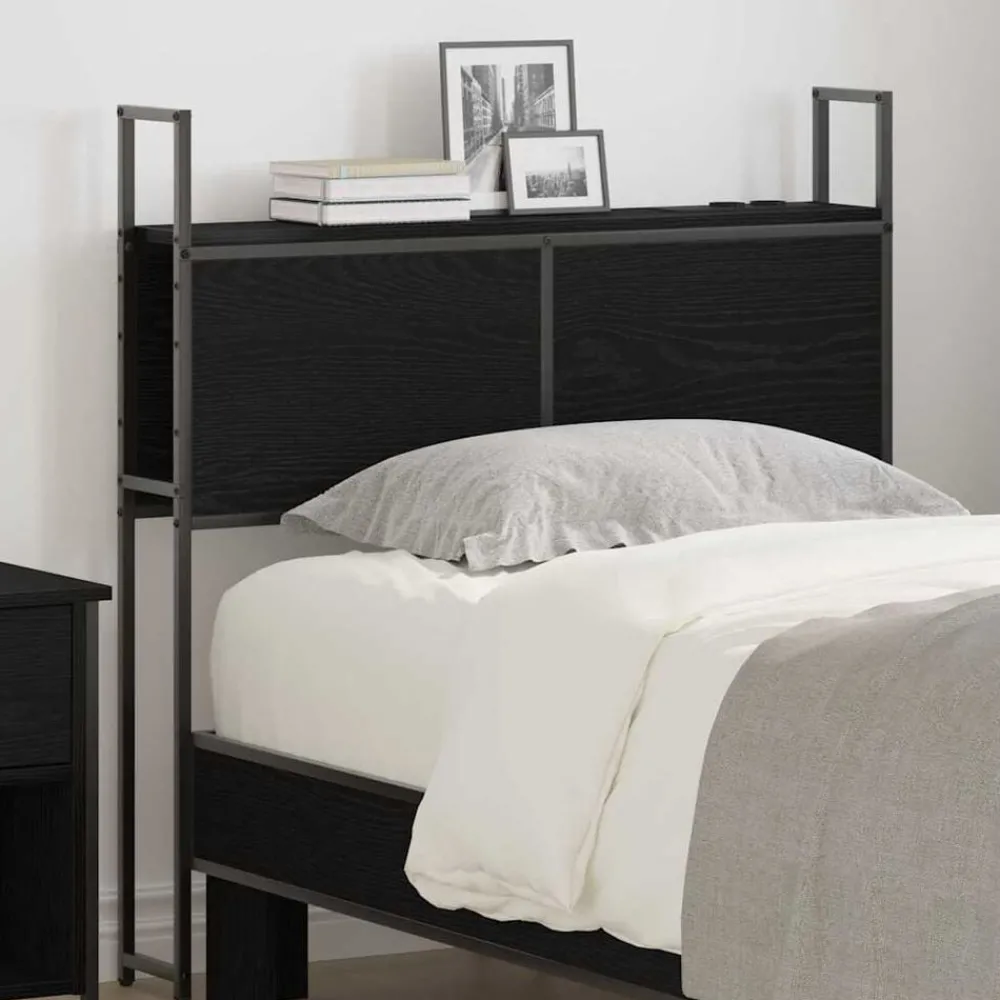 vidaXL Headboard de Rangement avec Station de Charge Chêne noir