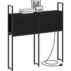 vidaXL Headboard de Rangement avec Station de Charge Chêne noir