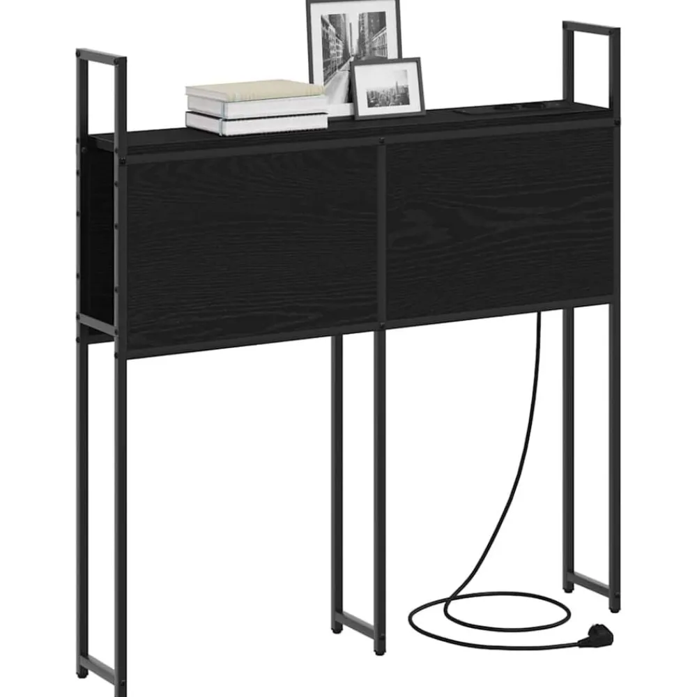 vidaXL Headboard de Rangement avec Station de Charge Chêne noir