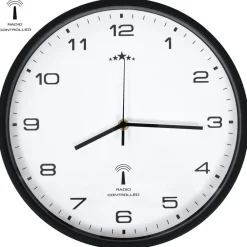 vidaXL Horloge murale radioguidée Mouvement à quartz 31 cm Blanc/noir