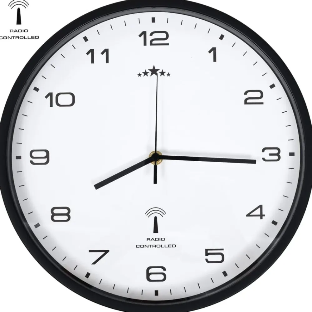 vidaXL Horloge murale radioguidée Mouvement à quartz 31 cm Blanc/noir