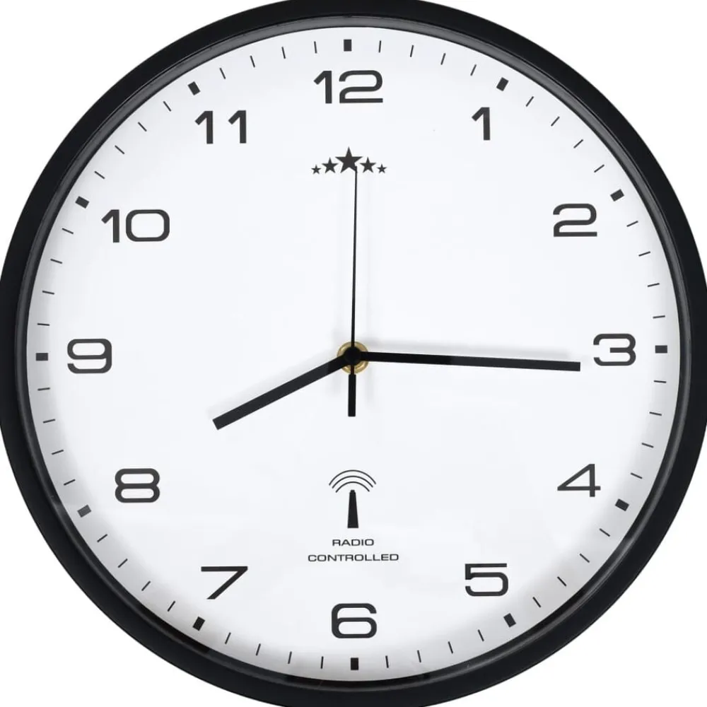 vidaXL Horloge murale radioguidée Mouvement à quartz 31 cm Blanc/noir