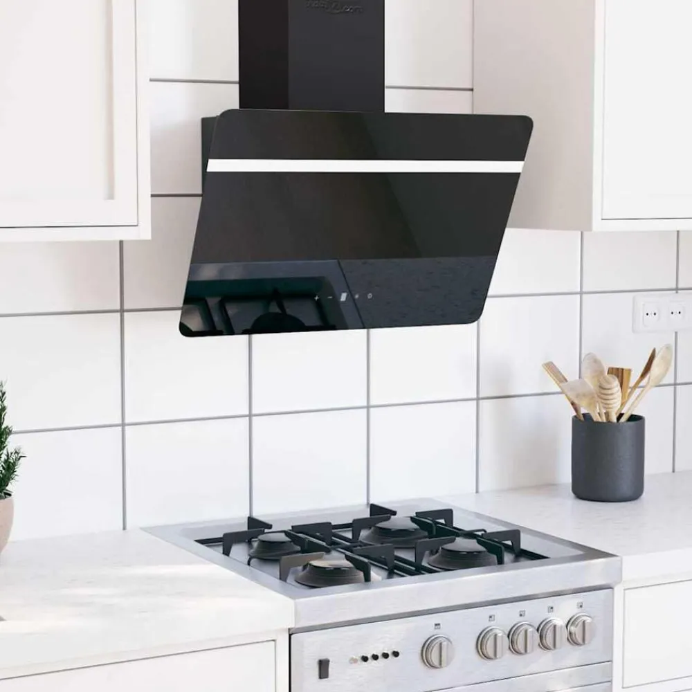 Arts De La Table & Arts Culinaires-vidaXL Hotte murale 60 cm Acier et verre trempé Noir