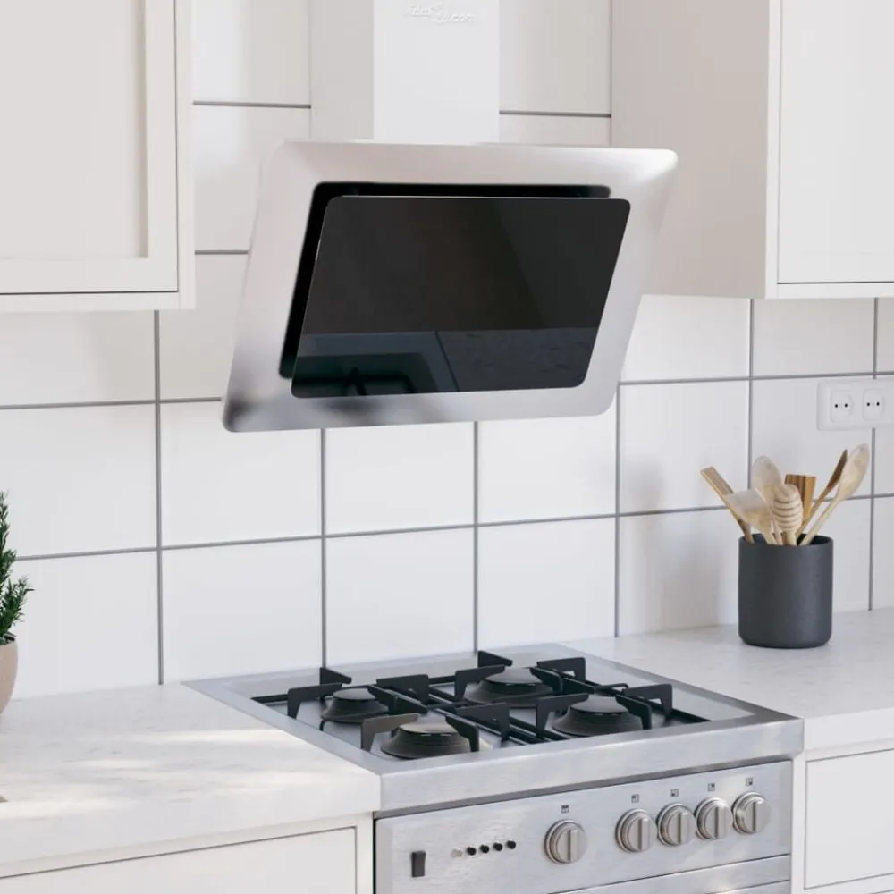 vidaXL Hotte murale 60 cm Acier inoxydable et verre trempé é