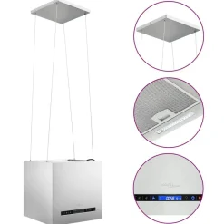 vidaXL Hotte suspendue à capteur tactile LCD 37 cm Acier inoxydable