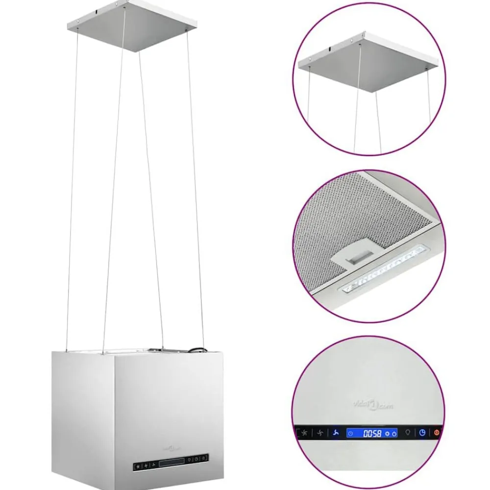 vidaXL Hotte suspendue à capteur tactile LCD 37 cm Acier inoxydable