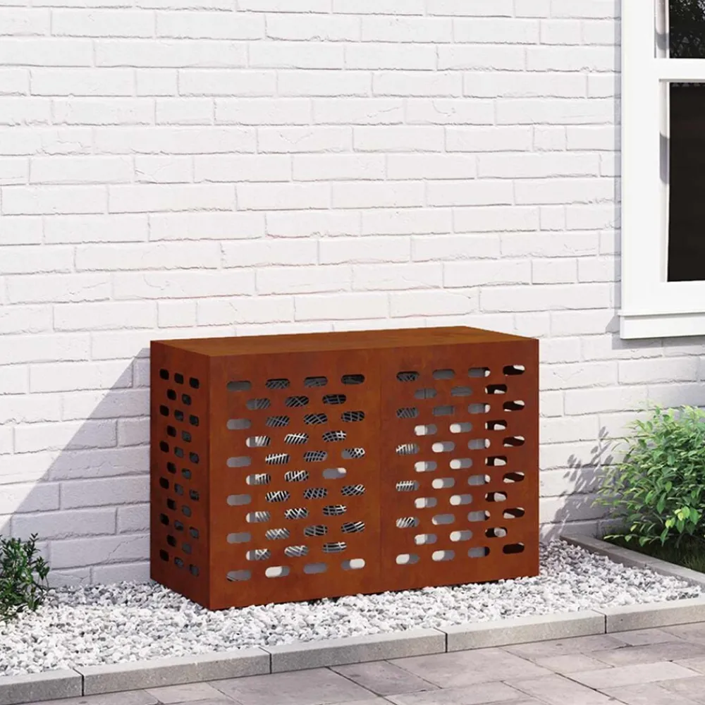 Accessoires Pour Appareils Électroménagers-vidaXL Housse de climatiseur Rouillé 90 x 40 x 60 cm Acier patiné Acier résistant aux intempéries