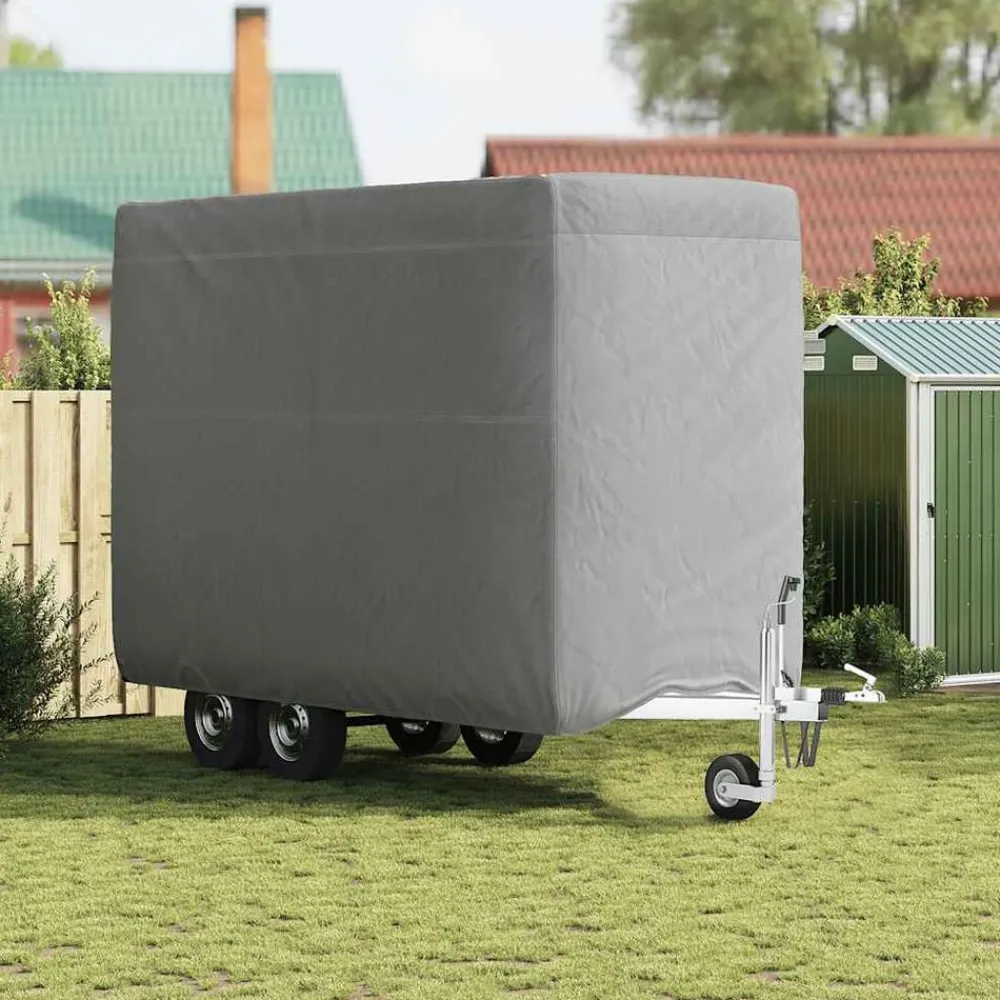 vidaXL Housse de remorque chevaux gris 334x148x230 cm tissu non tissé