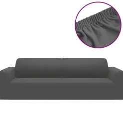 Décorations-vidaXL Housse extensible de canapé 2places Jersey polyester Anthracite