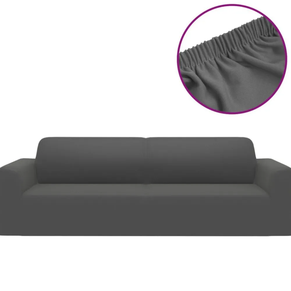 Décorations-vidaXL Housse extensible de canapé 2places Jersey polyester Anthracite