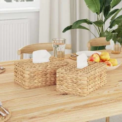 Accessoires De Salle De Bain-vidaXL Housses de boîte à tissues 2 pcs Jacinthe d'eau Naturel