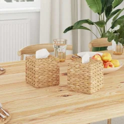Accessoires De Salle De Bain-vidaXL Housses de boîte à tissues 2 pcs Jacinthe d'eau Naturel