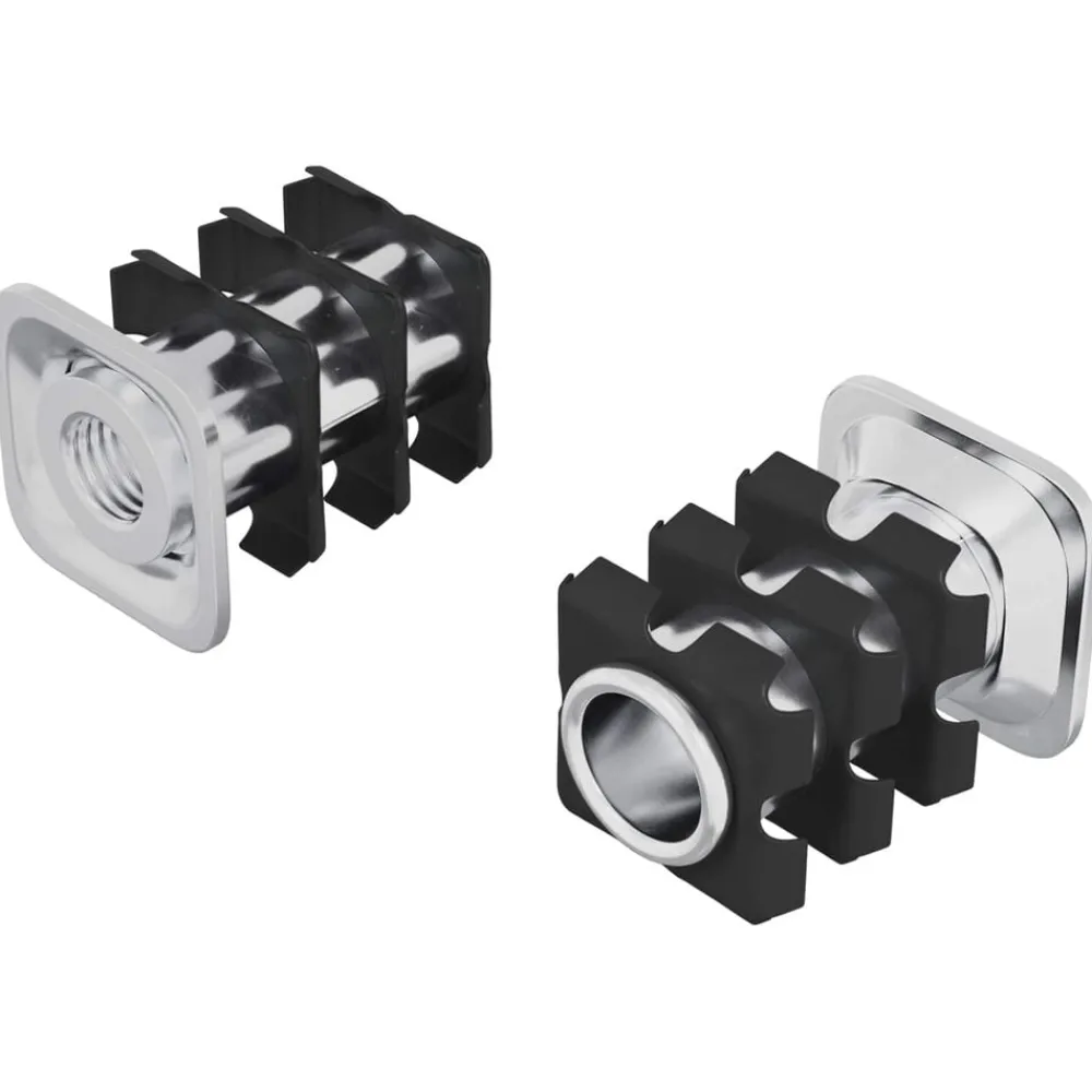 Accessoires De Quincaillerie-vidaXL Insert de tube fileté 2 pcs Noir et argent Acier galvanisé
