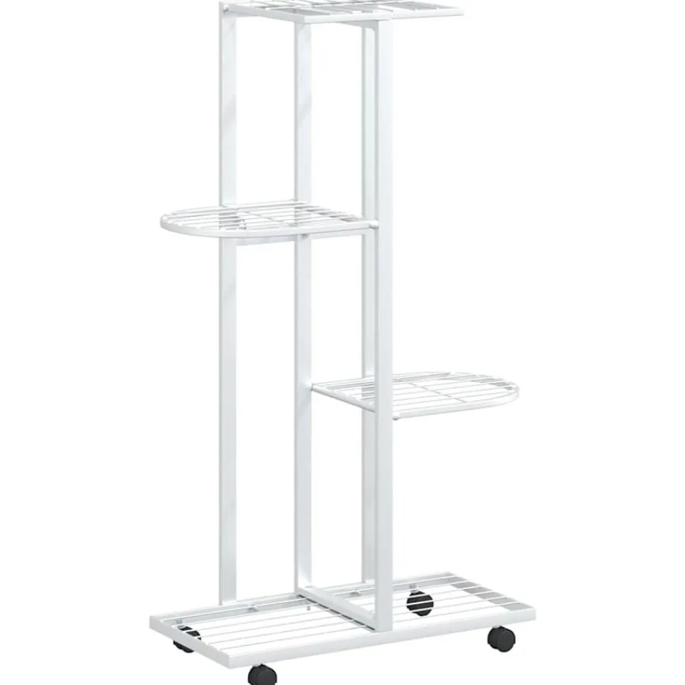 Pelouses & Jardins-vidaXL Jardinière à 4 niveaux avec roues 44x23x80 cm Fer Blanc
